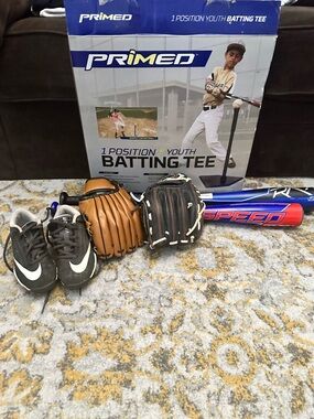 Primed Youth Batting Tee with Youth Baseball Gear